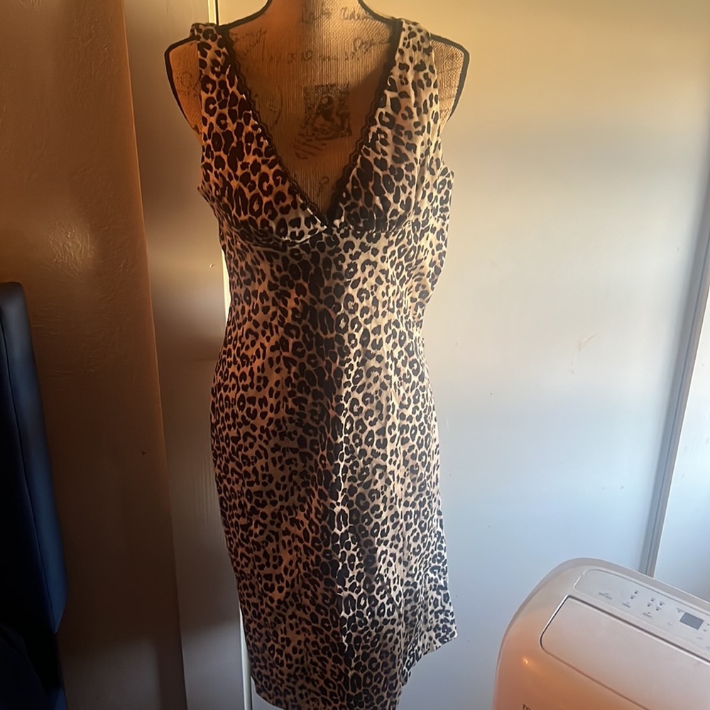 Woman’s cheetah dress made by Bebe size medium great condition very comfortable!